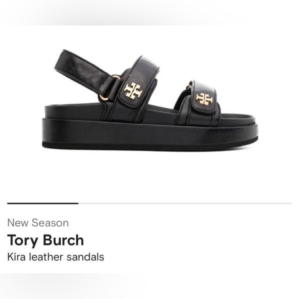 Tory Burch Kira Leather Sandals Black Size 8 Brand New